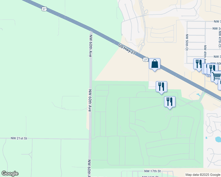 map of restaurants, bars, coffee shops, grocery stores, and more near 5819 Northwest 27th Place in Ocala