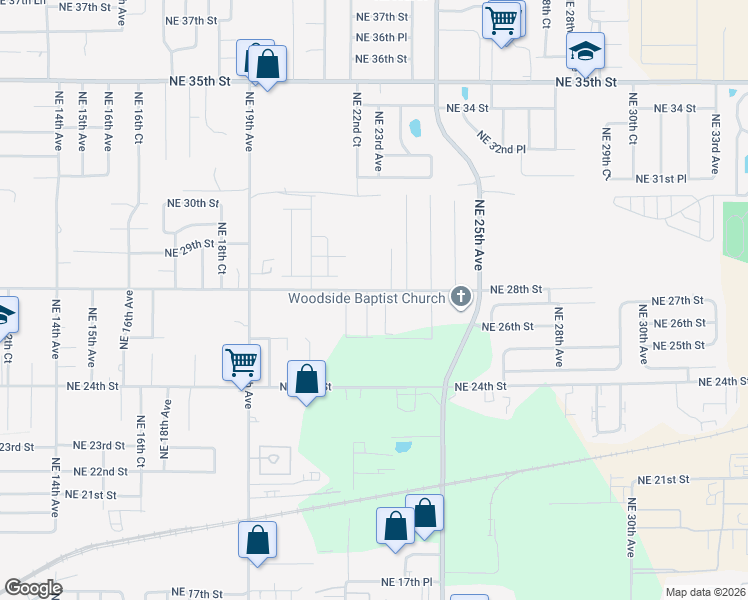 map of restaurants, bars, coffee shops, grocery stores, and more near 2806 Northeast 24th Avenue in Ocala