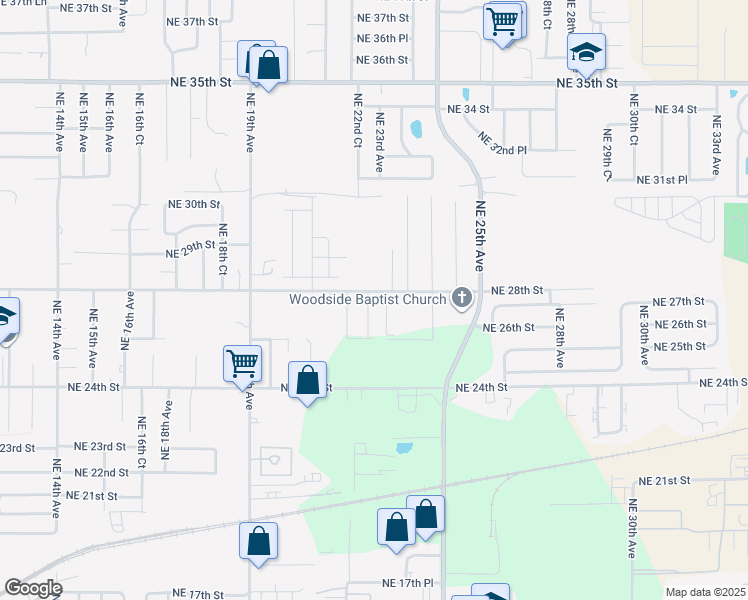 map of restaurants, bars, coffee shops, grocery stores, and more near 2806 Northeast 24th Avenue in Ocala