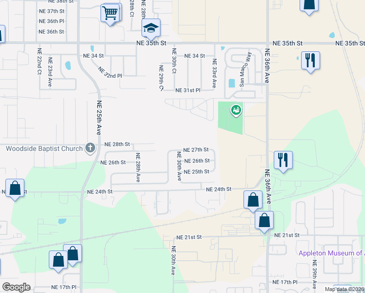 map of restaurants, bars, coffee shops, grocery stores, and more near 2927 Northeast 27th Street in Ocala