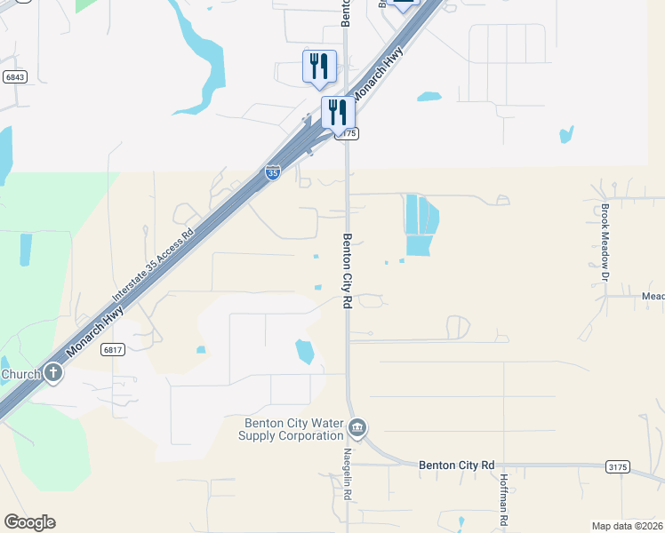 map of restaurants, bars, coffee shops, grocery stores, and more near 1360 Farm to Market Road 3175 in Lytle