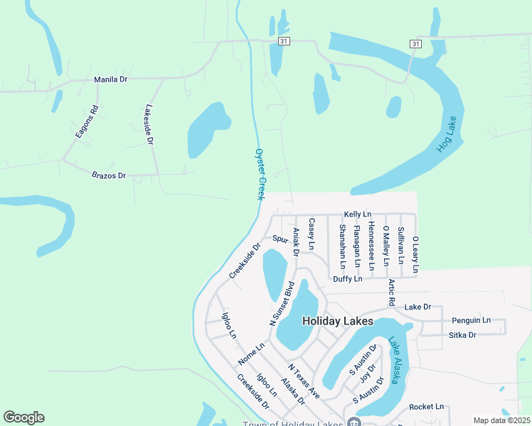 map of restaurants, bars, coffee shops, grocery stores, and more near 554 Creekside Drive in Holiday Lakes