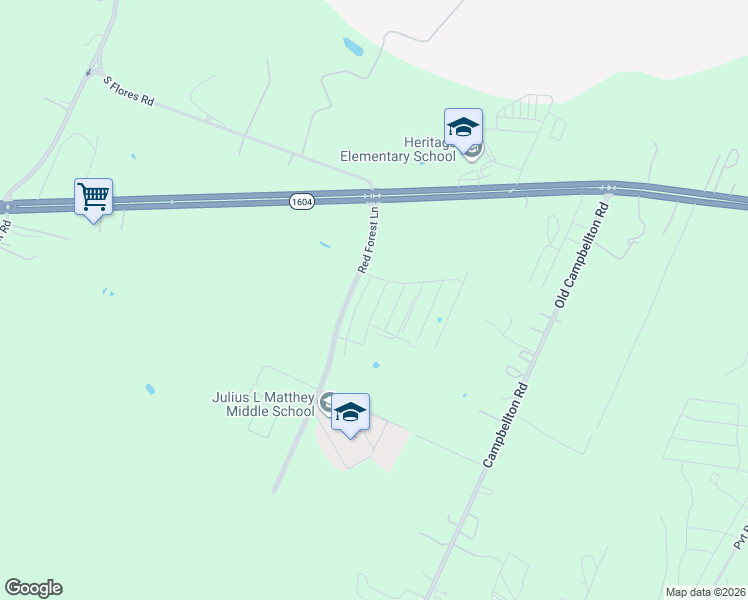 map of restaurants, bars, coffee shops, grocery stores, and more near 20339 Andalusite Way in San Antonio