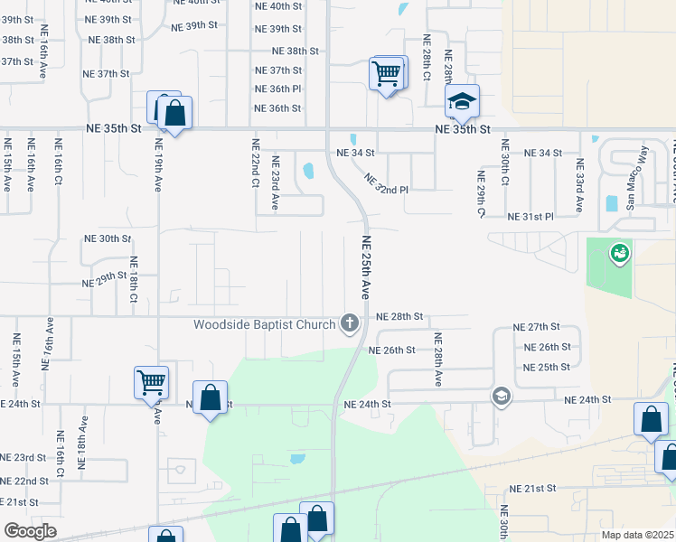map of restaurants, bars, coffee shops, grocery stores, and more near 2913 Northeast 25th Court in Ocala