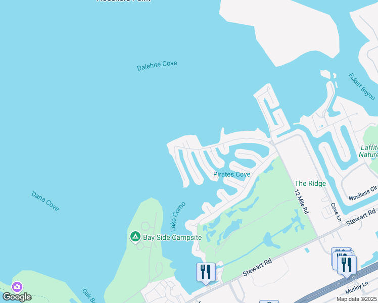 map of restaurants, bars, coffee shops, grocery stores, and more near 3410 Christmas Tree Point Road in Galveston