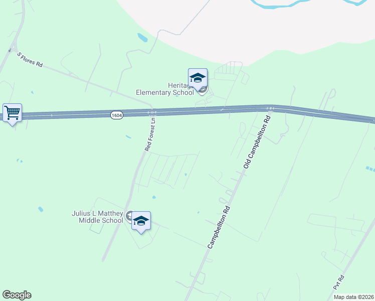 map of restaurants, bars, coffee shops, grocery stores, and more near 3017 South Loop 1604 East in San Antonio