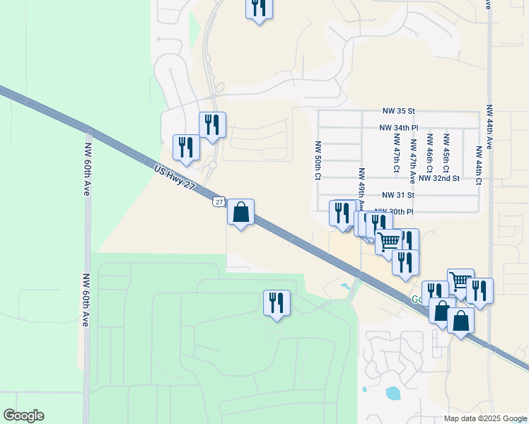 map of restaurants, bars, coffee shops, grocery stores, and more near 5251 U.S. 27 in Ocala