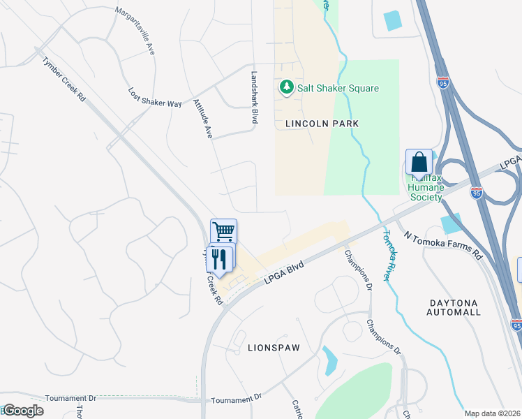 map of restaurants, bars, coffee shops, grocery stores, and more near 940 Attitude Avenue in Daytona Beach