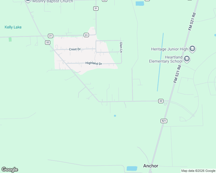 map of restaurants, bars, coffee shops, grocery stores, and more near 3235 County Road 32 in Angleton