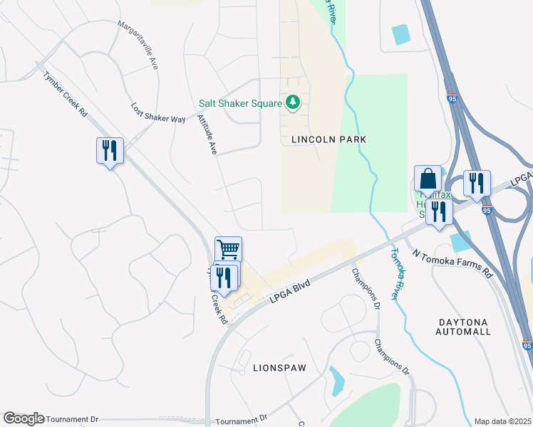 map of restaurants, bars, coffee shops, grocery stores, and more near 968 Attitude Avenue in Daytona Beach