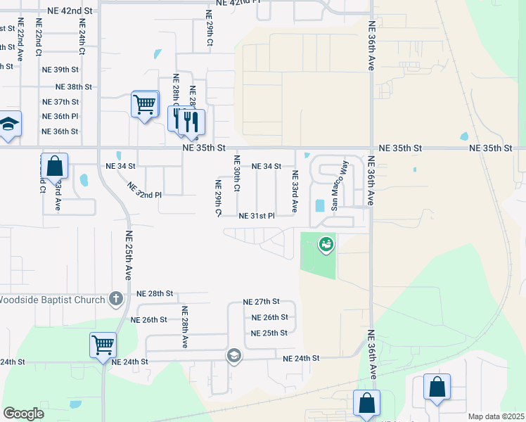 map of restaurants, bars, coffee shops, grocery stores, and more near 3219 Northeast 31st Avenue in Ocala