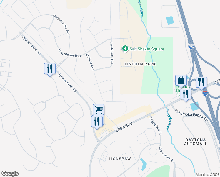 map of restaurants, bars, coffee shops, grocery stores, and more near 1062 Castaway Court in Daytona Beach