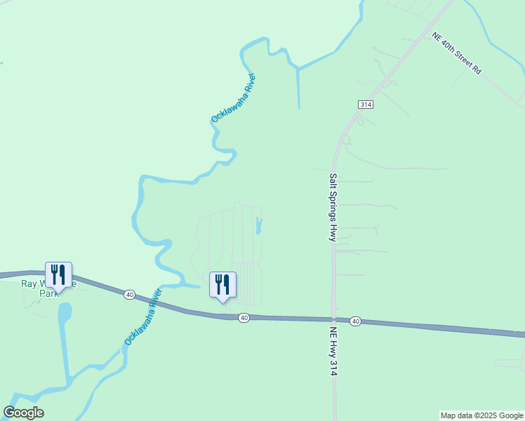 map of restaurants, bars, coffee shops, grocery stores, and more near 3330 Northeast 102nd Avenue Road in Silver Springs