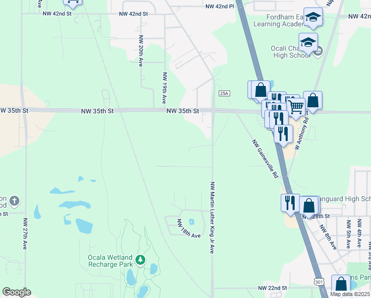 map of restaurants, bars, coffee shops, grocery stores, and more near 3296 Northwest 16th Avenue in Ocala