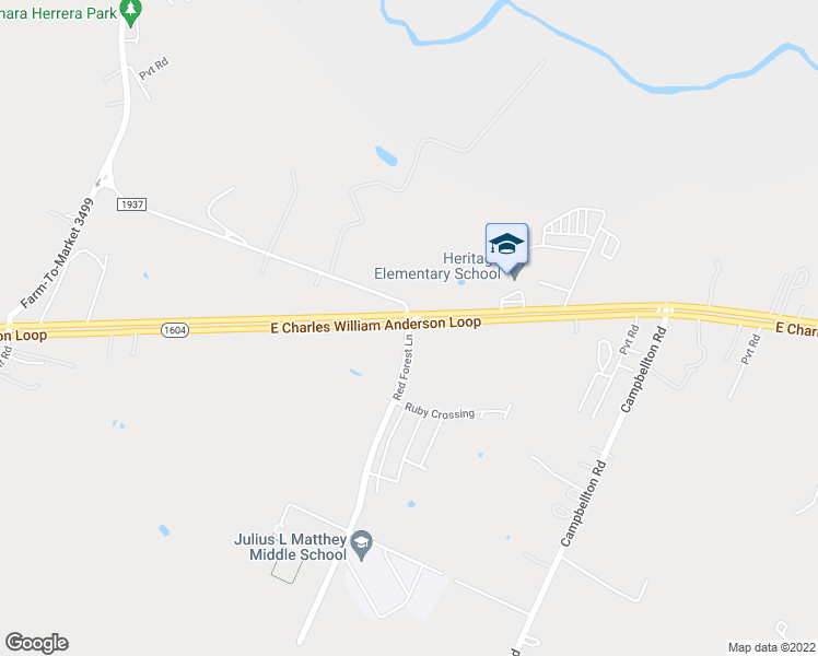 map of restaurants, bars, coffee shops, grocery stores, and more near 23050 Red Forest Lane in San Antonio