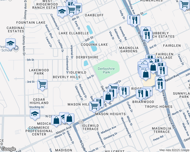 map of restaurants, bars, coffee shops, grocery stores, and more near in Daytona Beach