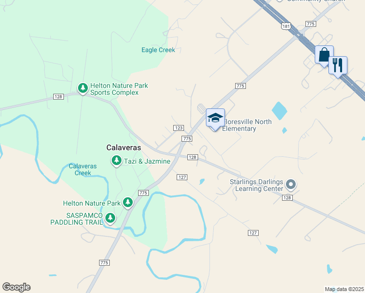 map of restaurants, bars, coffee shops, grocery stores, and more near 15211 Farm to Market 775 in Floresville