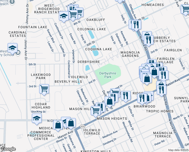map of restaurants, bars, coffee shops, grocery stores, and more near in Daytona Beach