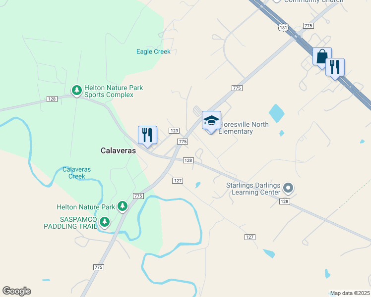 map of restaurants, bars, coffee shops, grocery stores, and more near 15211 Farm to Market 775 in Floresville