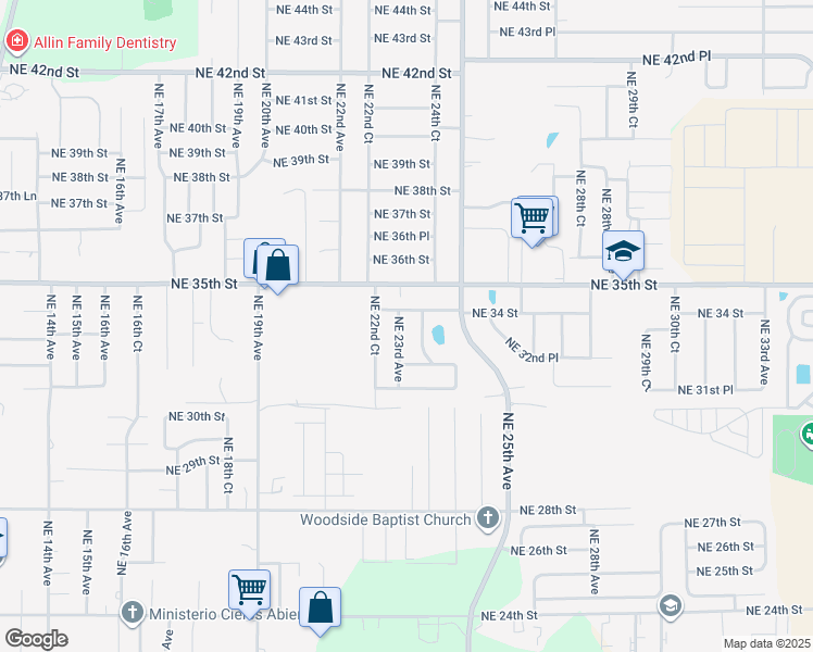 map of restaurants, bars, coffee shops, grocery stores, and more near 3311 Northeast 23rd Avenue in Ocala