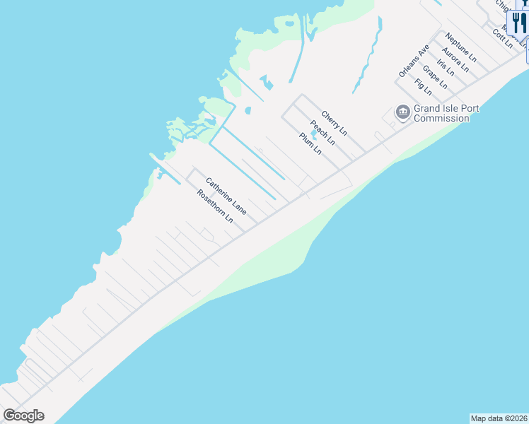 map of restaurants, bars, coffee shops, grocery stores, and more near 108 Olive Lane in Grand Isle