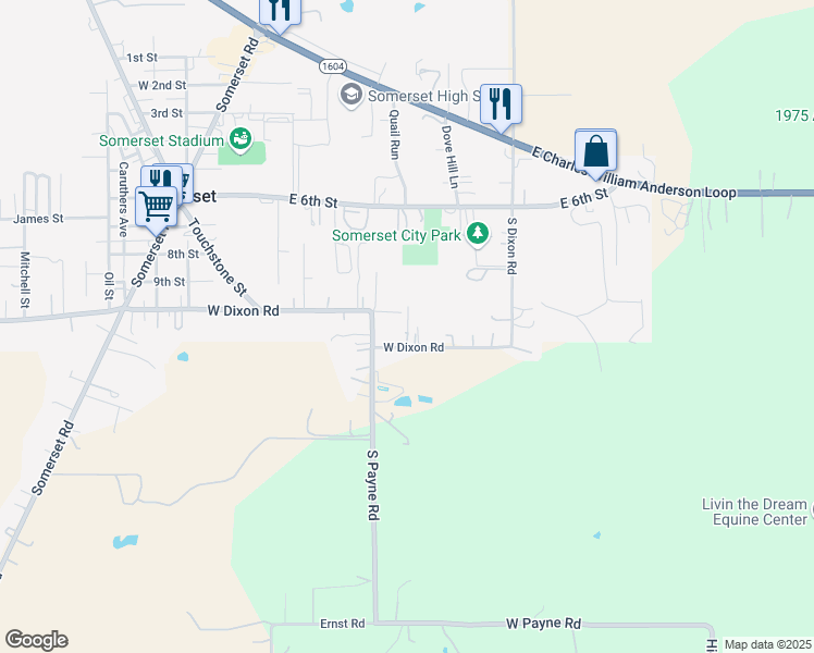 map of restaurants, bars, coffee shops, grocery stores, and more near 7543 West Dixon Road in Somerset