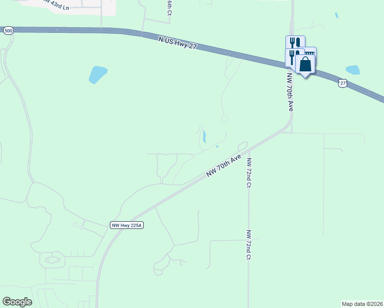 map of restaurants, bars, coffee shops, grocery stores, and more near 7573 Northwest 33rd Place in Ocala