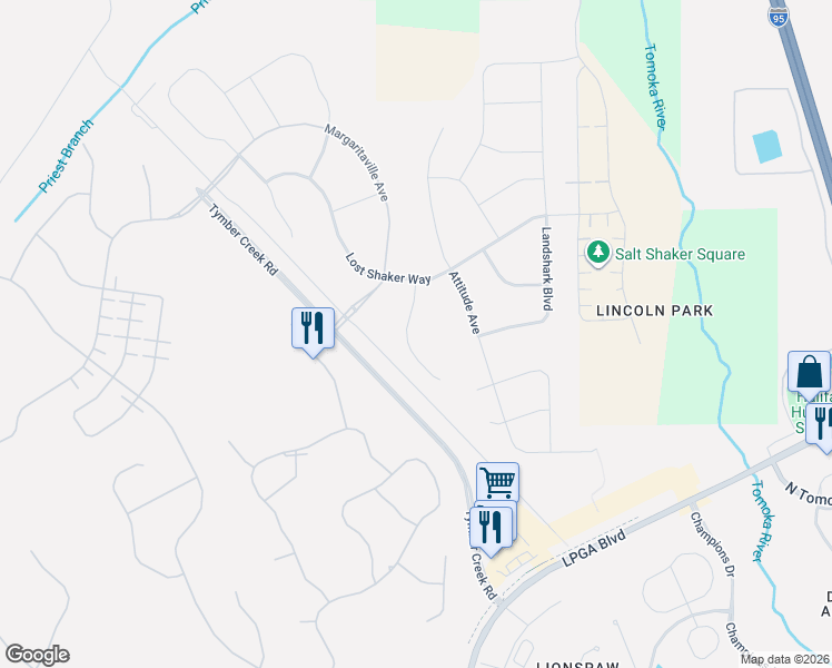 map of restaurants, bars, coffee shops, grocery stores, and more near 1144 Fins Up Court in Daytona Beach