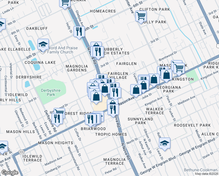 map of restaurants, bars, coffee shops, grocery stores, and more near in Daytona Beach