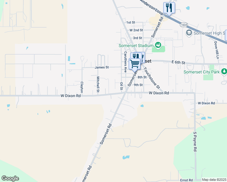 map of restaurants, bars, coffee shops, grocery stores, and more near 20054 Morrison Street in Somerset