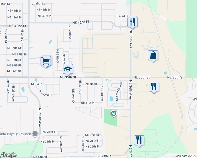 map of restaurants, bars, coffee shops, grocery stores, and more near 2901-2979 NE 35th St in Ocala