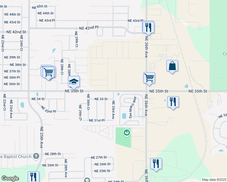 map of restaurants, bars, coffee shops, grocery stores, and more near 2979 NE 35th St in Ocala