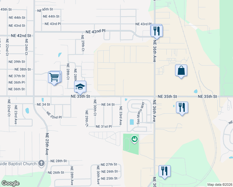 map of restaurants, bars, coffee shops, grocery stores, and more near 2901-2979 NE 35th St in Ocala