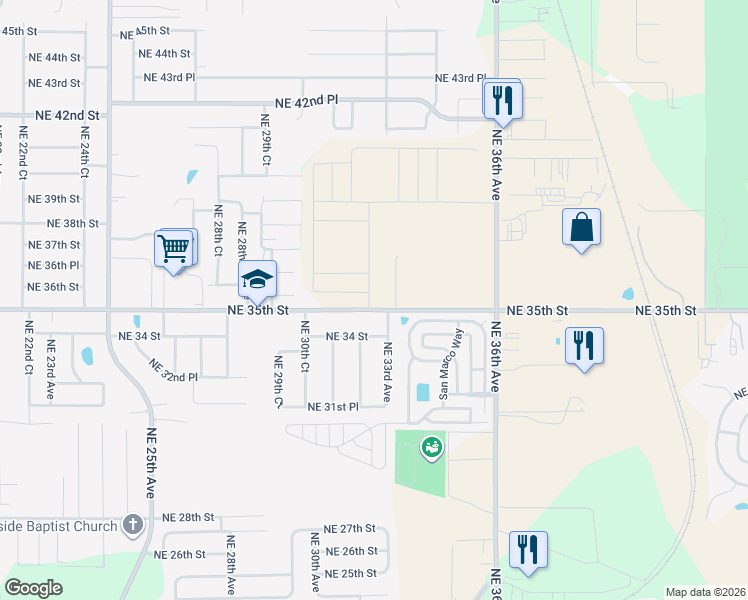 map of restaurants, bars, coffee shops, grocery stores, and more near 2901-2979 NE 35th St in Ocala