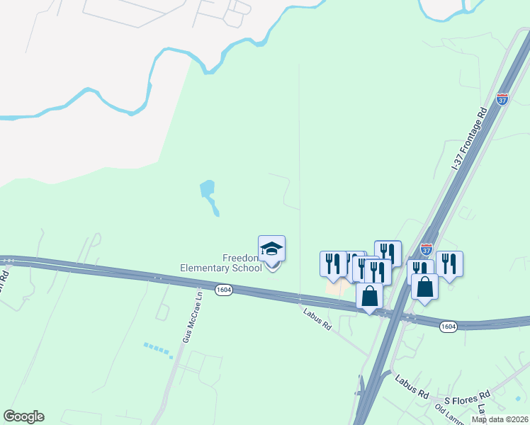 map of restaurants, bars, coffee shops, grocery stores, and more near Unnamed Road in Bexar County