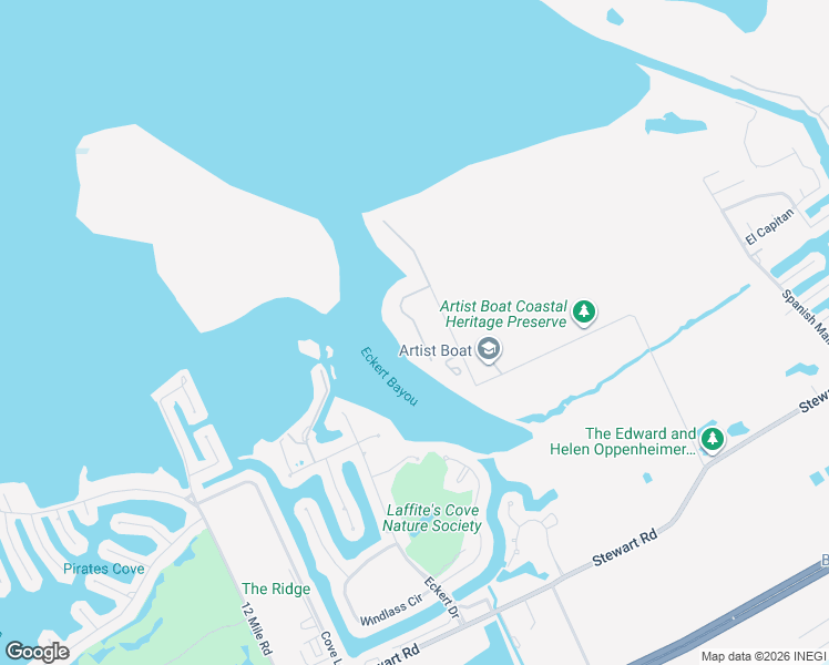 map of restaurants, bars, coffee shops, grocery stores, and more near 1335 11 Mile Road in Galveston