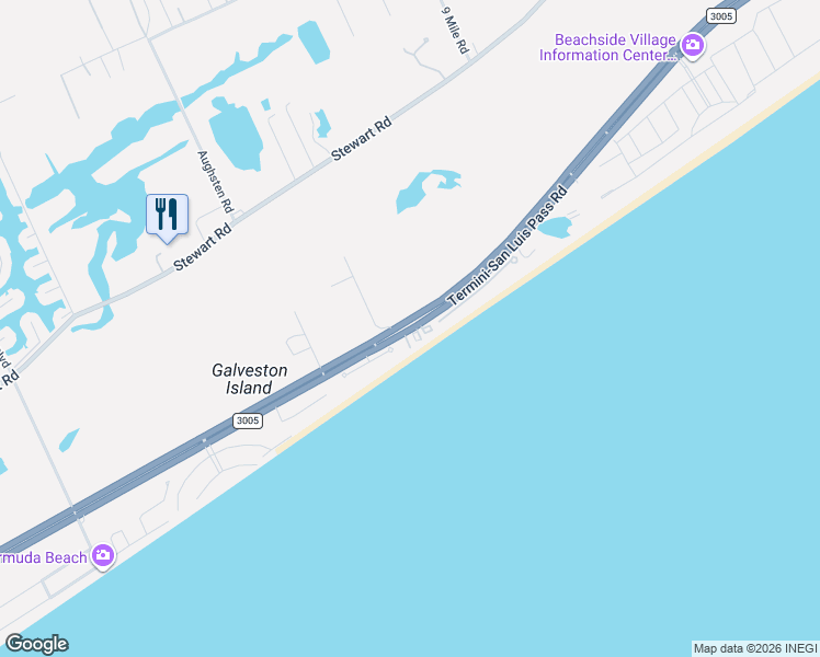 map of restaurants, bars, coffee shops, grocery stores, and more near 11945 Farm to Market Road 3005 in Galveston
