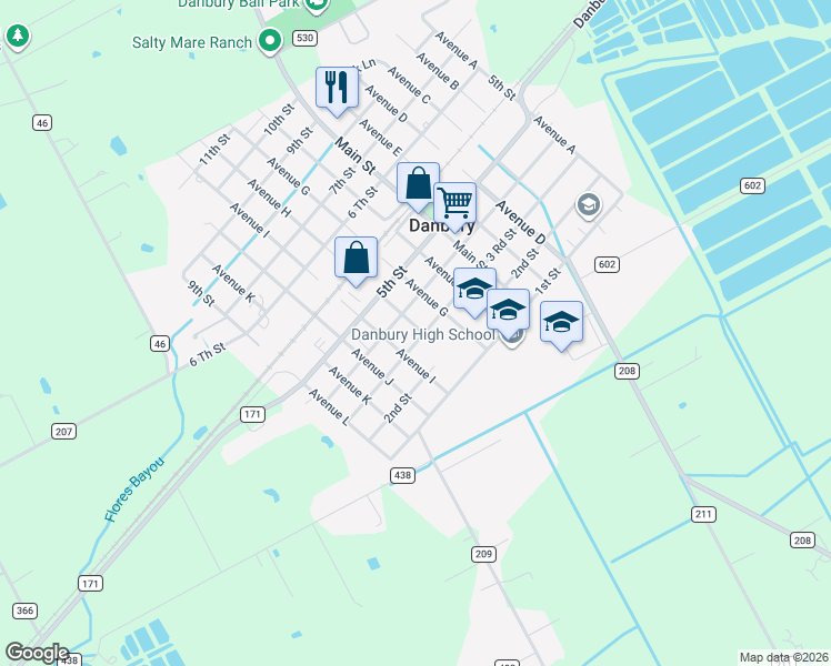 map of restaurants, bars, coffee shops, grocery stores, and more near 5902 3 Road Street in Danbury