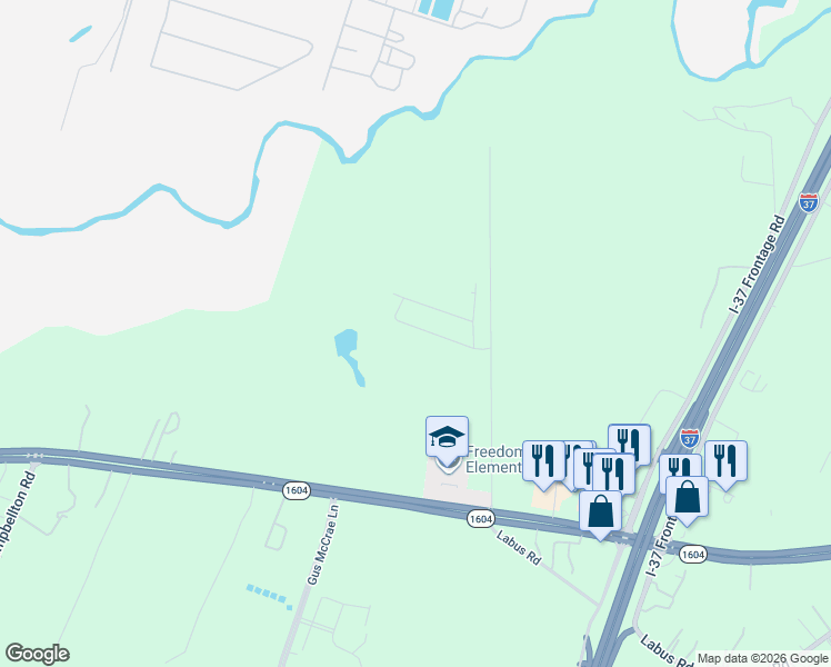 map of restaurants, bars, coffee shops, grocery stores, and more near Liedecke Road in San Antonio