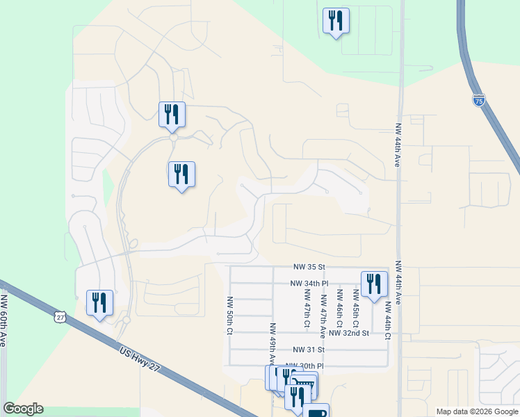 map of restaurants, bars, coffee shops, grocery stores, and more near 4983 Northwest 35th Lane Road in Ocala