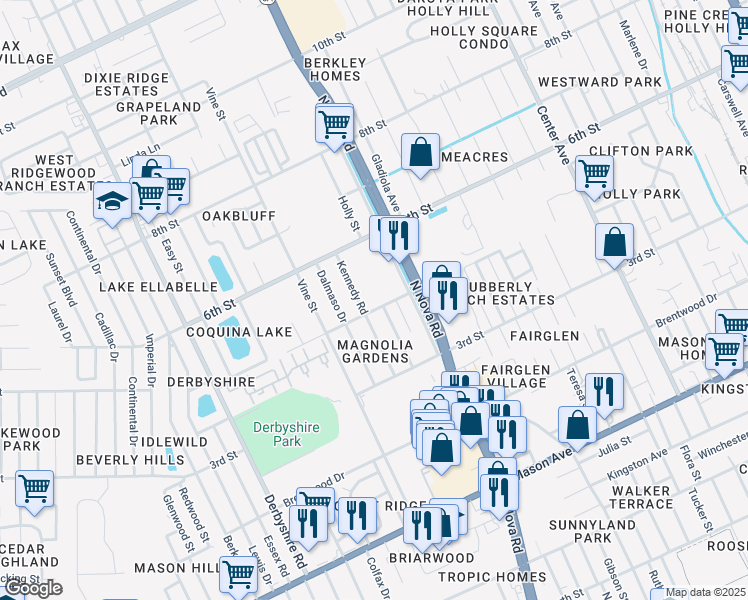 map of restaurants, bars, coffee shops, grocery stores, and more near 1031 4th Street in Daytona Beach
