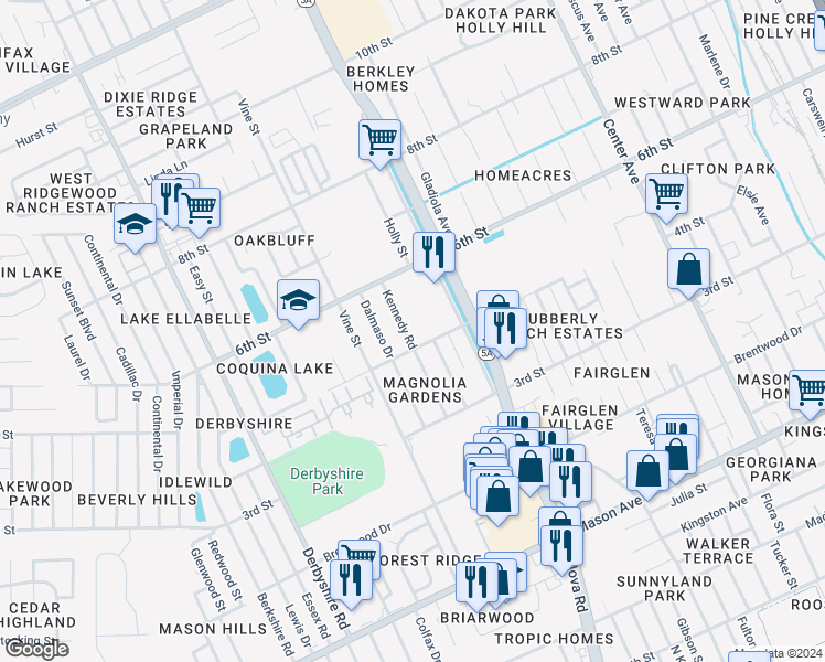 map of restaurants, bars, coffee shops, grocery stores, and more near 1031 4th Street in Daytona Beach