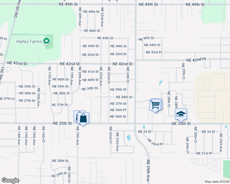 map of restaurants, bars, coffee shops, grocery stores, and more near 2240 Northeast 39th Street in Ocala