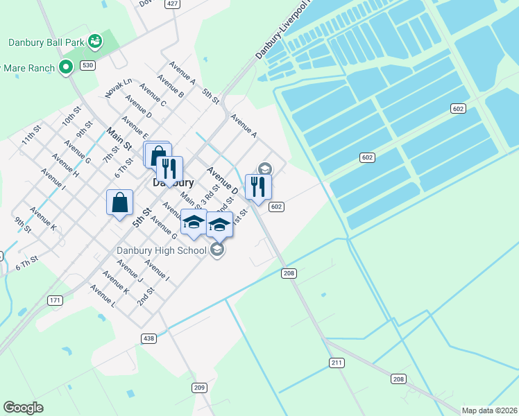 map of restaurants, bars, coffee shops, grocery stores, and more near 2714 Hoskins Mound Road in Danbury