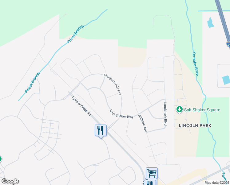 map of restaurants, bars, coffee shops, grocery stores, and more near 180 Margaritaville Avenue in Daytona Beach