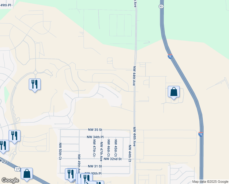 map of restaurants, bars, coffee shops, grocery stores, and more near 3923 NW 46th Ter. in Ocala