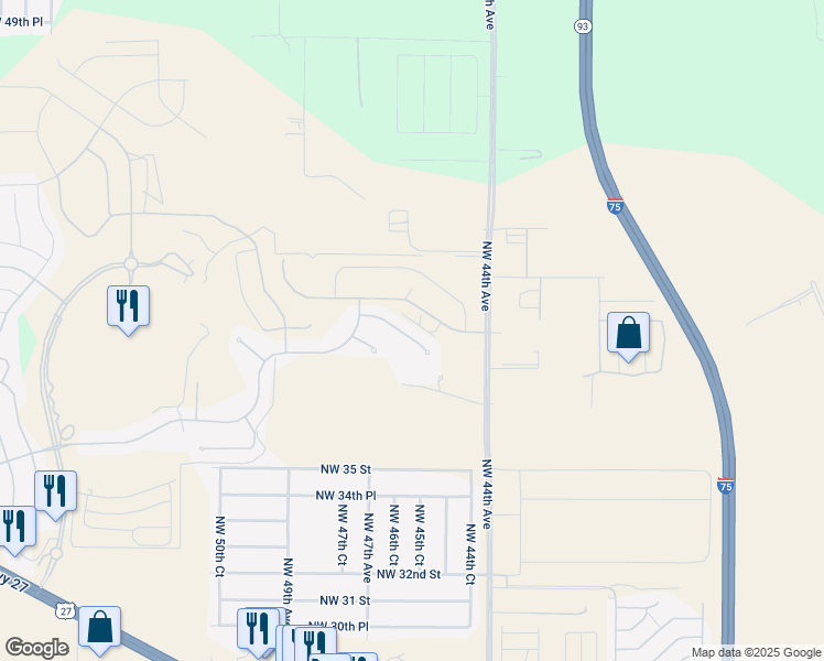 map of restaurants, bars, coffee shops, grocery stores, and more near 3923 NW 46th Ter. in Ocala