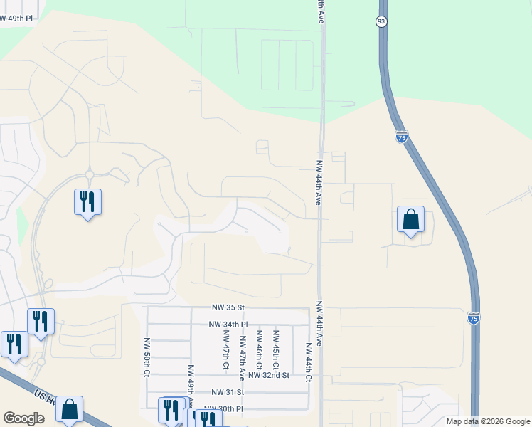 map of restaurants, bars, coffee shops, grocery stores, and more near 3922 NW 46th Ter. in Ocala