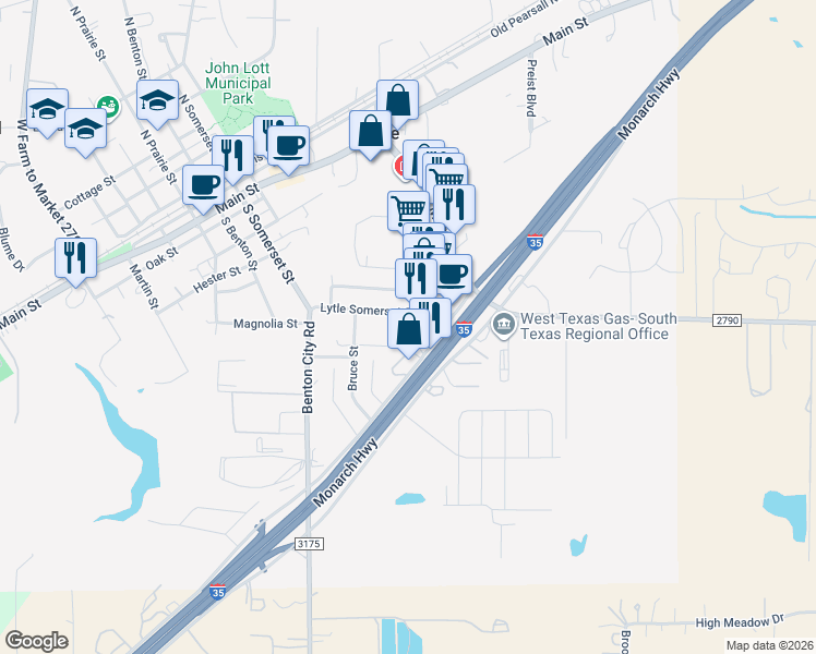 map of restaurants, bars, coffee shops, grocery stores, and more near 14825 Lytle Somerset Street in Lytle