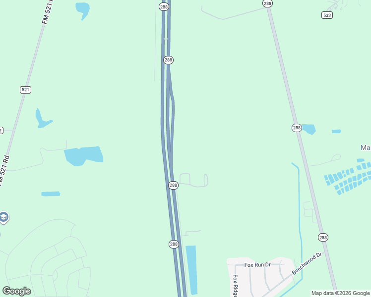 map of restaurants, bars, coffee shops, grocery stores, and more near State Highway 288 in Angleton